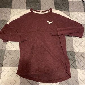 PINK oversized maroon crew neck